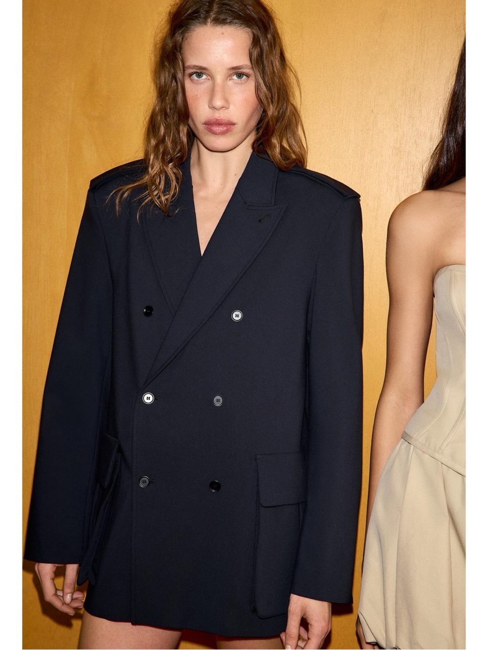 Zara Double-Breasted Black Wool Peacoat. NWT XS-S navy blue. Sold out everywhere